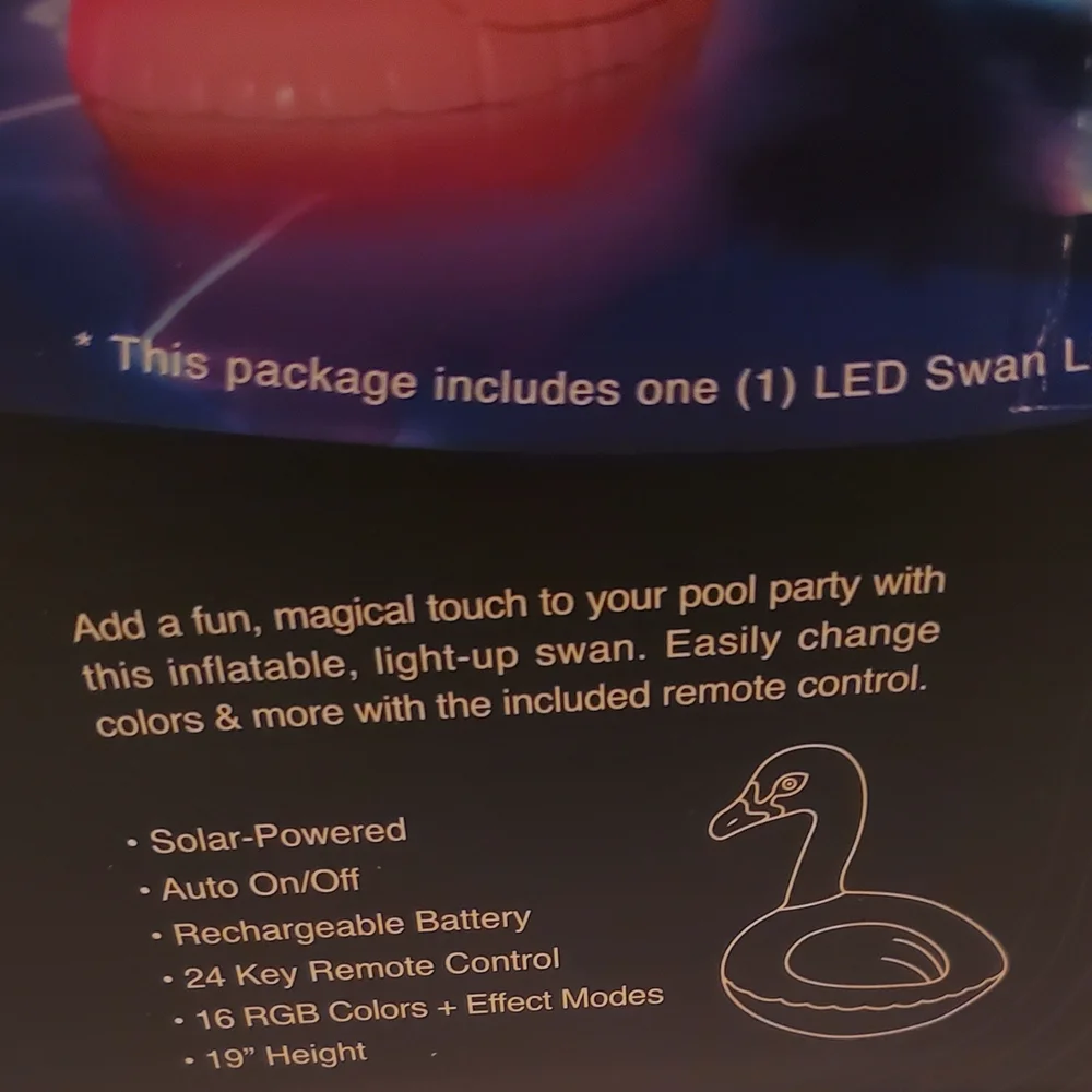 Blue Party Lights Inflatable Swan